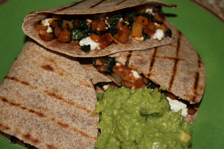 Japanese Sweet Potato and Kale Quesedilla